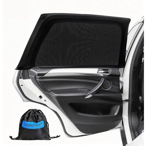 Car Window Shades(2 Pack)-Side Window Sun Shades, UV Protection Breathable Spandex Baby Window Covers, Universal Fit Most of Cars, Protect Privacy for Family-(27.2"x39.8"), Black