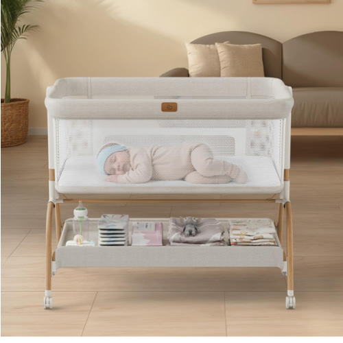 Baby Bassinet Bedside Crib, 3-in-1 Baby Bassinet Bedside Sleeper with Mattress and Soft, Breathable Sheet, Full-Mesh Sides, 6-Height Adjustable, Stable and Secure Crib for Newborns