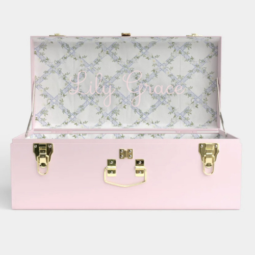 Petite Trunk - Pink - Timeless Trellis / Embroidery