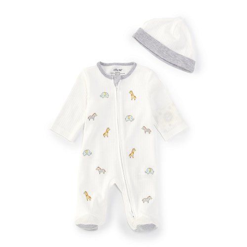 Little Me Baby Boys Long Sleeve Schiffli-Embroidered Safari Animal Footie Coverall