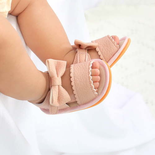 EGNMCR Infant Baby Girl Boy Sandals Comfort Summer Outdoor Casual Beach Shoes with Flower Bowknot Anti Slip Rubber Sole Newborn Toddler Prewalker First Walking Shoes