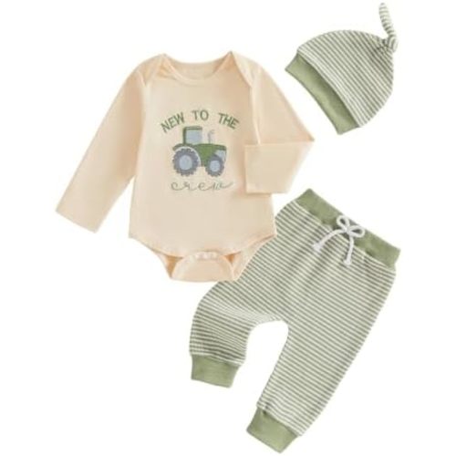 Bagilaanoe Newborn Baby Boy Outfit Long Sleeve Romper Pants Hat