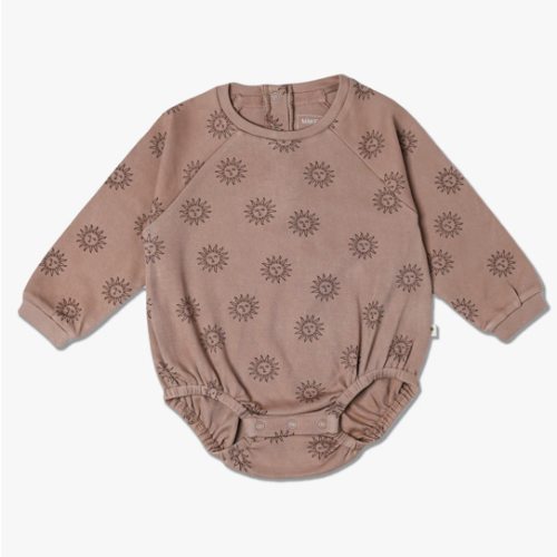 Organic Long Sleeve Bubble Romper - Sun