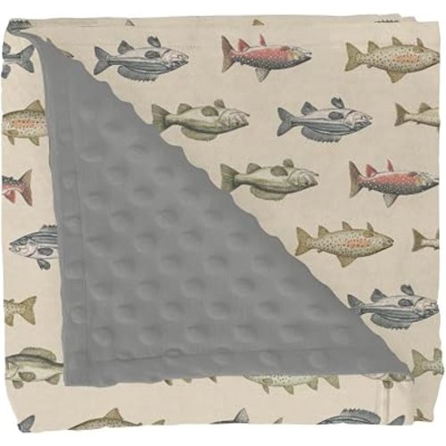 Lake Fishing Baby Blankets for Girl Boy Vintage Freshwater Fishes Soft Mink with Dotted Backing Double Layer Swaddle Blanket Lake Fishing Lover Gift Nursery Bed Blanket Infant Toddler Crib 30x40