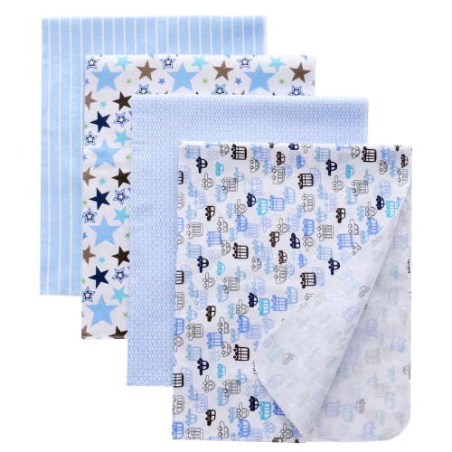 Gina Era Flannel Receiving Blankets, Baby Swaddle Blankets 100% Cotton 4 Pcs One Size 30 X 30 Inch for Baby Boy or Baby Girl (Style7)