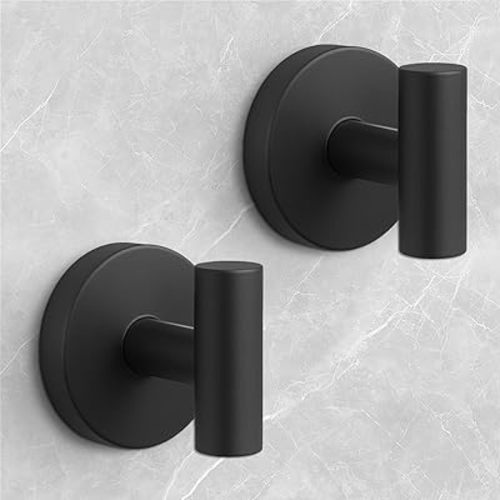 Shower Hooks for Inside Shower,No-Drill Removable&Reusable Towel Hooks for Bathroom,Heavy Duty Suction Cup Hooks for Glass Window,2 Packs(Black)