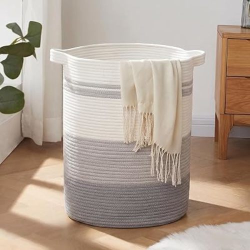 OIAHOMY 60L Laundry Basket Laundry Hamper Nursery Hamper Gradient Gray