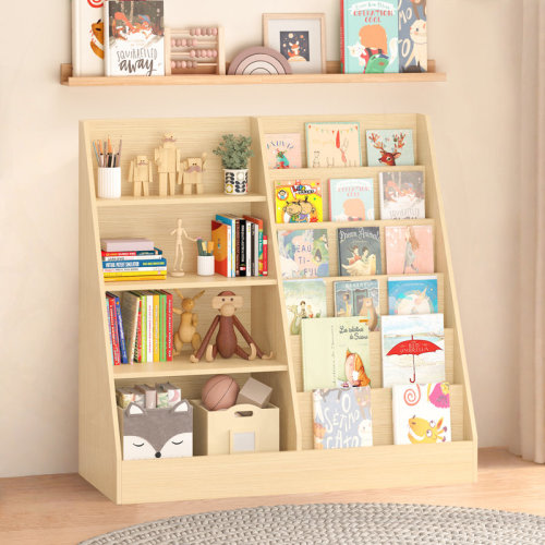 Latitude Run® Kids Bookshelf And Toy Storage Organizer, Multifunctional 4 Tier Wooden Display Stand For Playroom And Nursery | Wayfair