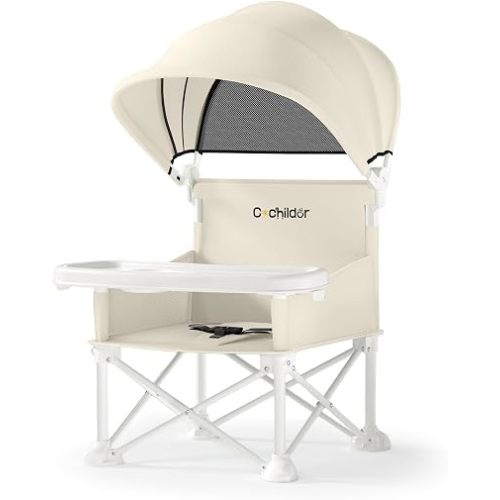 Cochildor 4-in-1 Portable Baby Chair, Foldable Toddler Booster Seat, Beige