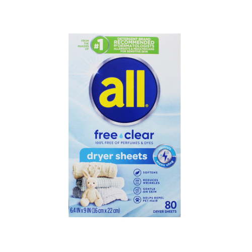 All Free & Clear Dryer Sheets, 80 ct