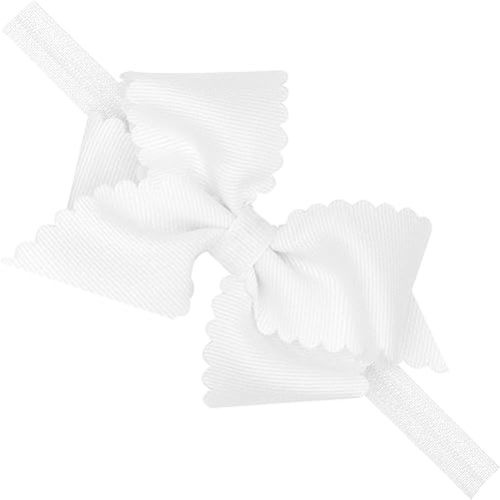 Wee Ones Baby Girl's Extra Small Grosgrain Bow On Matching Elastic Band, 6-24 Months, White