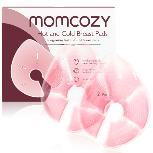 Momcozy Larger Breast Therapy Packs, Hot and Cold Breast Pads with 2 Soft Covers, Breastfeeding Essentials，2 Pack，Pink
