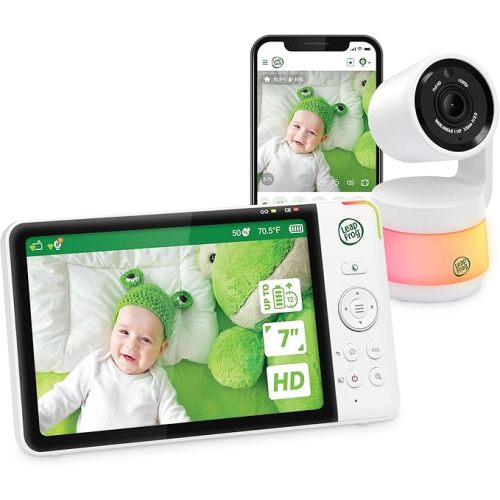 LeapFrog LF930HD Baby Monitor, 7” 720p HD Display,Video Baby Monitor with Camera and Audio, 1080p Smart Remote Access,360° Pan & Tilt,Color Night Light &Vision, Two-Way Intercom