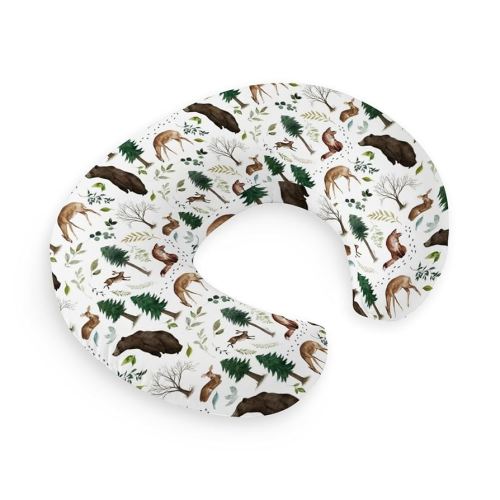 HawSkgFub Forest Animals Creatures Nursing Pillow Cover for Baby Boys, Pine Tree Bear Fox Deer Leaf Breastfeeding Pillow Slipcover, Nursing Pillowcase for Newborn Infant, Cover Only