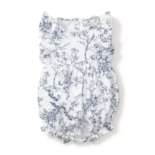 Pajamas Baby's Twill Ruffled Romper in Blue Timeless Toile by Janie and Jack
