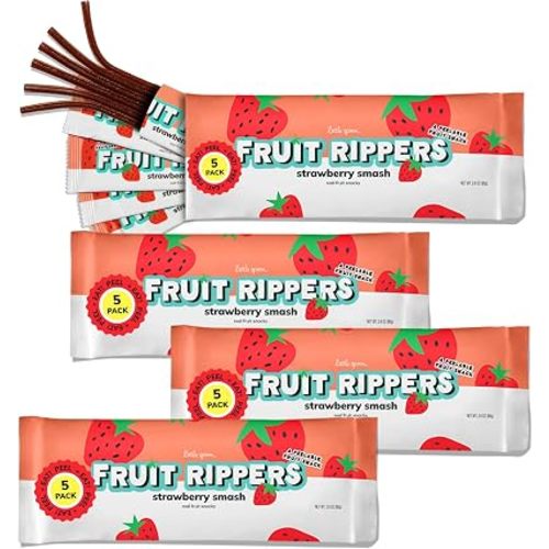 Little Spoon Strawberry Smash Fruit Rippers, 4 Pouches, 20 Packs Total