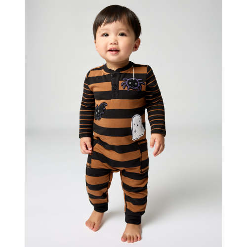 Spooky Stripes Henley Romper