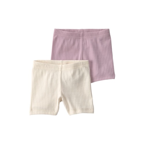 2-Pack Assorted Rib Stretch Organic Cotton Pedal Shorts
