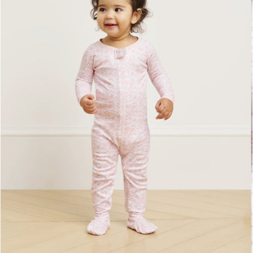 LAKE | Baby | Pima Cotton Pajamas | English Rose Stripe Baby Sleeper