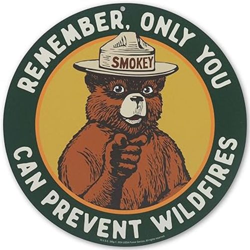 Smokey Bear Remember Only You Can Prevent Wildfires Round Metal Sign - Vintage Smokey Bear Wall Decor for Man Cave, Cabin or Garage