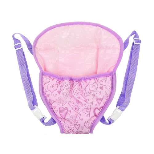 Kids Doll Backpack Sling Carrier, Adjustable Toy Carrier, Rainbow & Purple Heart Design, Fits 18 Inch for Girls Pretend Play