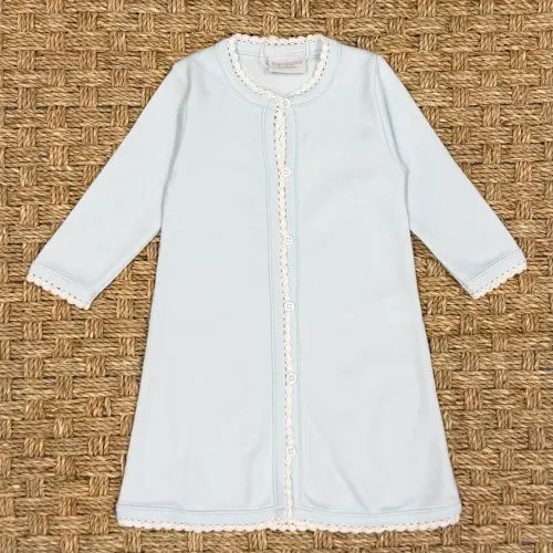 Squiggles Blue Day Gown with White Crochet Trim