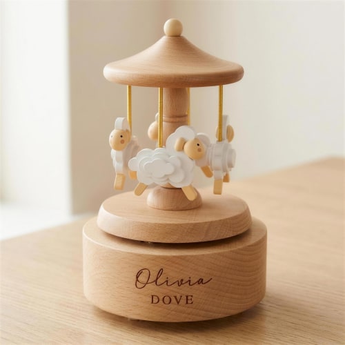 Heirloom Wooden Musical Carousel - Sheep