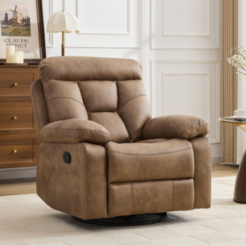 Latitude Run® 37.4" Wide Super Soft Padding Manual Recliner With Swivel And Rocking | Wayfair
