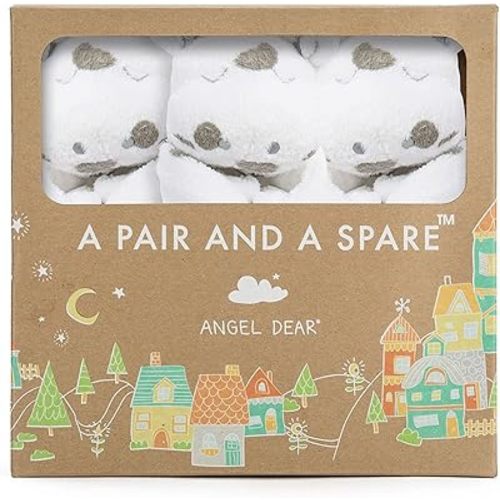 Angel Dear Pair and a Spare 3 Piece Blanket Set, White Cow with Grey Spots
