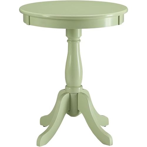 Acme Alger Wooden Round End Table in Light Green
