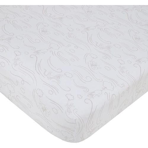 Winnie The Pooh - Blustery Day Grey and White Clouds Fitted Crib Sheet