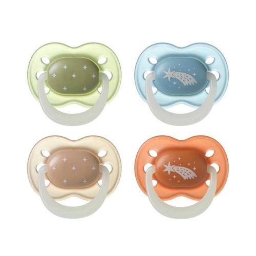 Tommee Tippee Night Time Glow in the Dark Paci Pacifiers - Twilight Tones - 4pk 0-6m: Silicone, BPA-Free