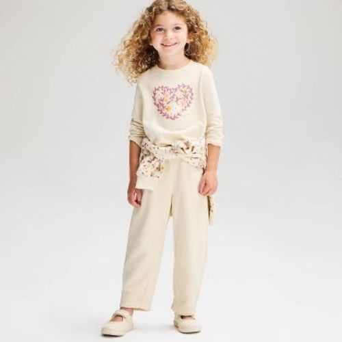 Toddler Girls' Heart Long Sleeve Classic Graphic T-Shirt - Cat & Jack™ Cream 4T
