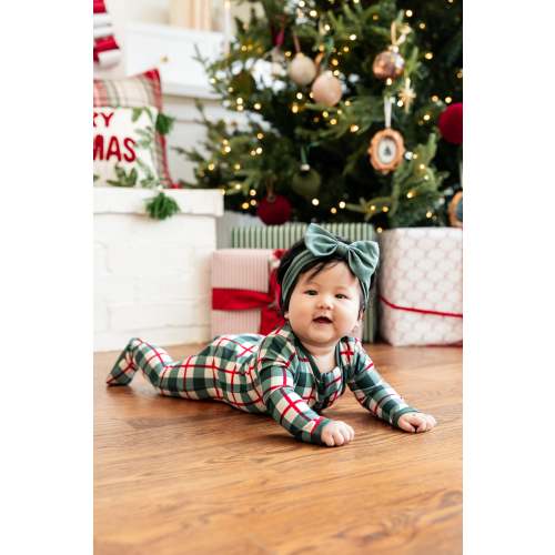 Zippered Footie in Holiday Plaid