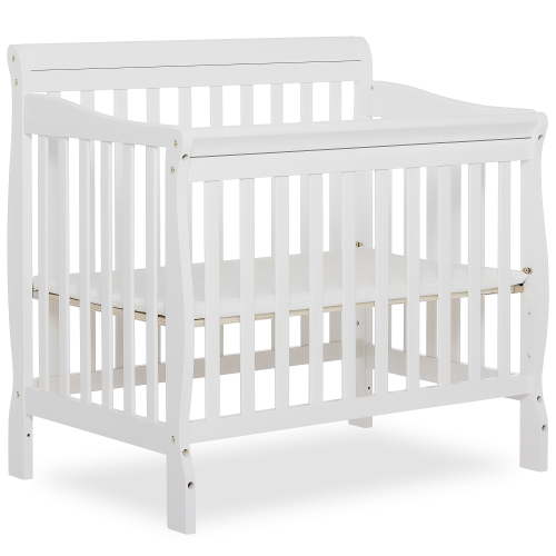 Dream On Me Aden 4-in-1 Convertible Mini Crib In White, Greenguard Gold Certified