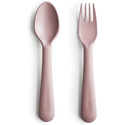 mushie Flatware Fork and Spoon Set For Kids | Made in Denmark (Blush)