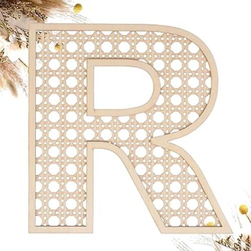 Wooden Rattan Letters 8 inch Wood Letters M for Wall Decor Crafts Boho Nursery Decor for Baby Shower Wedding Bedroom Name Signs Large Rustic Letter Home Decoration