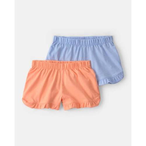 Baby Girl 2-Pack Flutter-Hem Fashion Shorts - Orange/Blue | Carter's