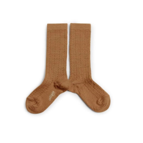 Women's Pointelle Merino Wool Knee - caramel