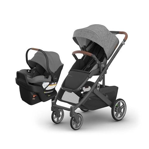 UPPAbaby Cruz V3 Stroller + Aria V2 Lightweight Car Seat Travel System Combo – Toddler Seat, Bumper Bar, Bug and Rain Shield, Car Seat Base, and Infant Insert Included – Greyson (Charcoal Mélange)