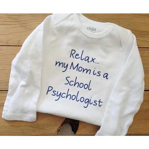 Mom is a School Psychologist Baby Clothes, Pregnancy Announcement, Gift For Psychologist, Custom Gifts