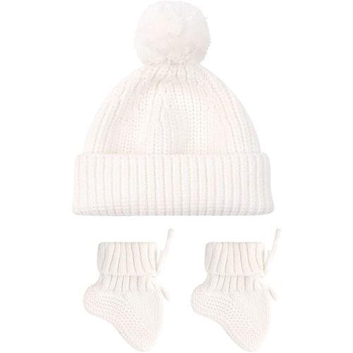 Cosy Hand Crochet Baby Booties and Knitted Hat Set for Newborns Soft Warm Knitting Socks Bonnet 0-6