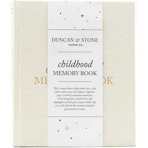 Childhood Memory Book - Elegant Memory Book For Kids Till Age 18 W/Guided Prompts, Space for Photos & More - Childhood Memory Journal (175 Pages, Cream)