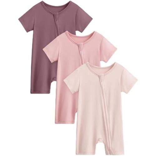 Yoofoss Baby Boy and Girl Romper Rayon Made from Bamboo Short Sleeve Newborn Summer Clothes 2-Way Zipper,Soft Breathbale