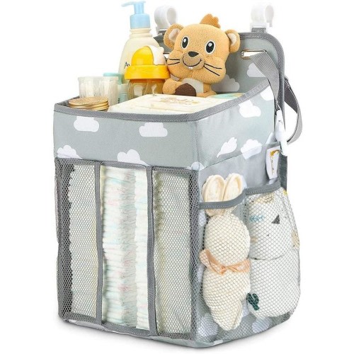 Hanging Diaper Organizer, Baby Nappy Caddy Stacker Nursery Storage for Change Table, Cot, Baby Shower Gifts