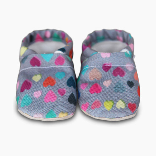 Clamfeet Cotton Canvas Moccasins - Charlie Hearts, 2M (6-12 Months)
