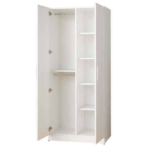 Klair Living Viviane Wood Closet with Hanging Bars and 5 Shelves in White
