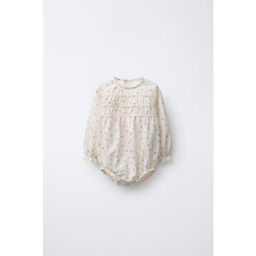 LACE TRIM FLORAL BODYSUIT - Ecru | ZARA United States
