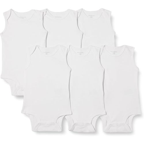 Amazon Essentials Unisex Babies' Sleeveless Cotton Rib Bodysuits, Pack of 6