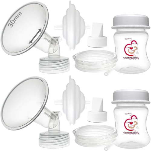 Nenesupply 30mm Flange Pump Parts Compatible with Spectra S2 S1 Breast Pumps Replacement Kit for Spectra Pump Parts S2 Parts S2 Accessories Include Flange Duckbill Valve Backflow Protector Bottles